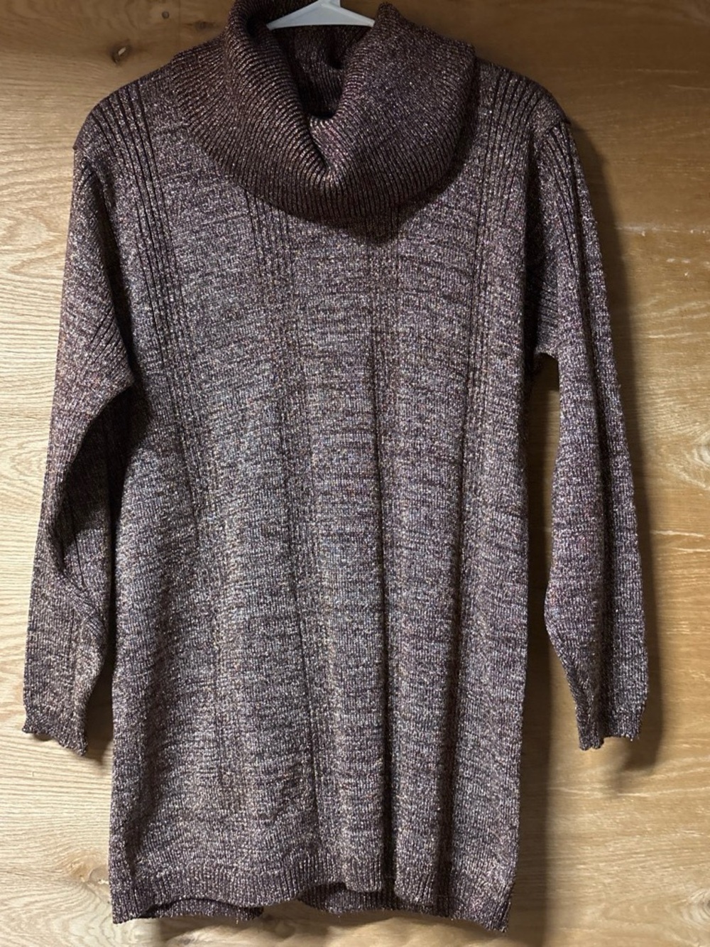 JEANNE PIERRE Brown Marled Cowl Neck Sweater Tunic